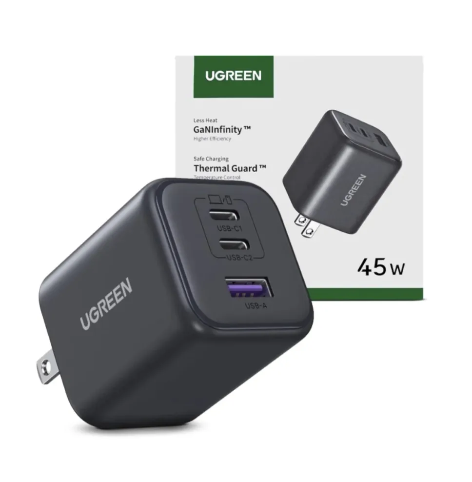 Clic para ver en pantalla completa Cargador de 3 Puertos Ugreen Original 45W